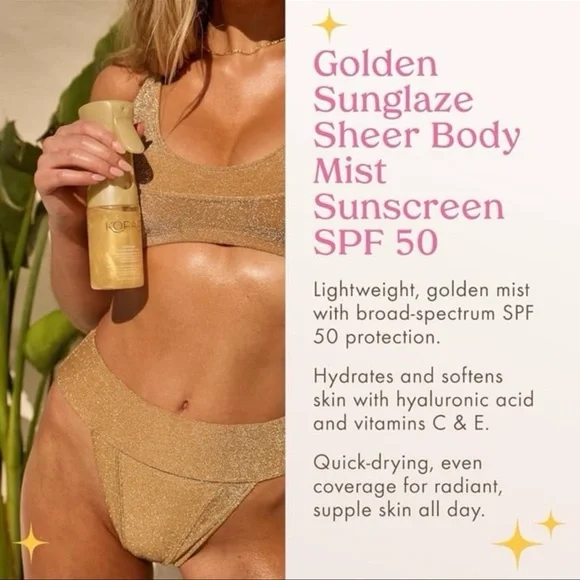 Kopari Golden Sunglaze Sheer Body Mist Sunscreen Spray SPF 50 NWT - Picture 2 of 11